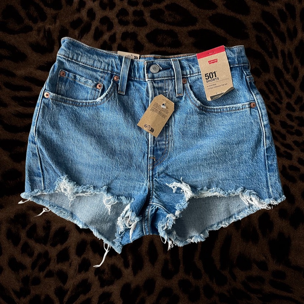 Levi's Women's Light Blue Distressed Jean Shorts